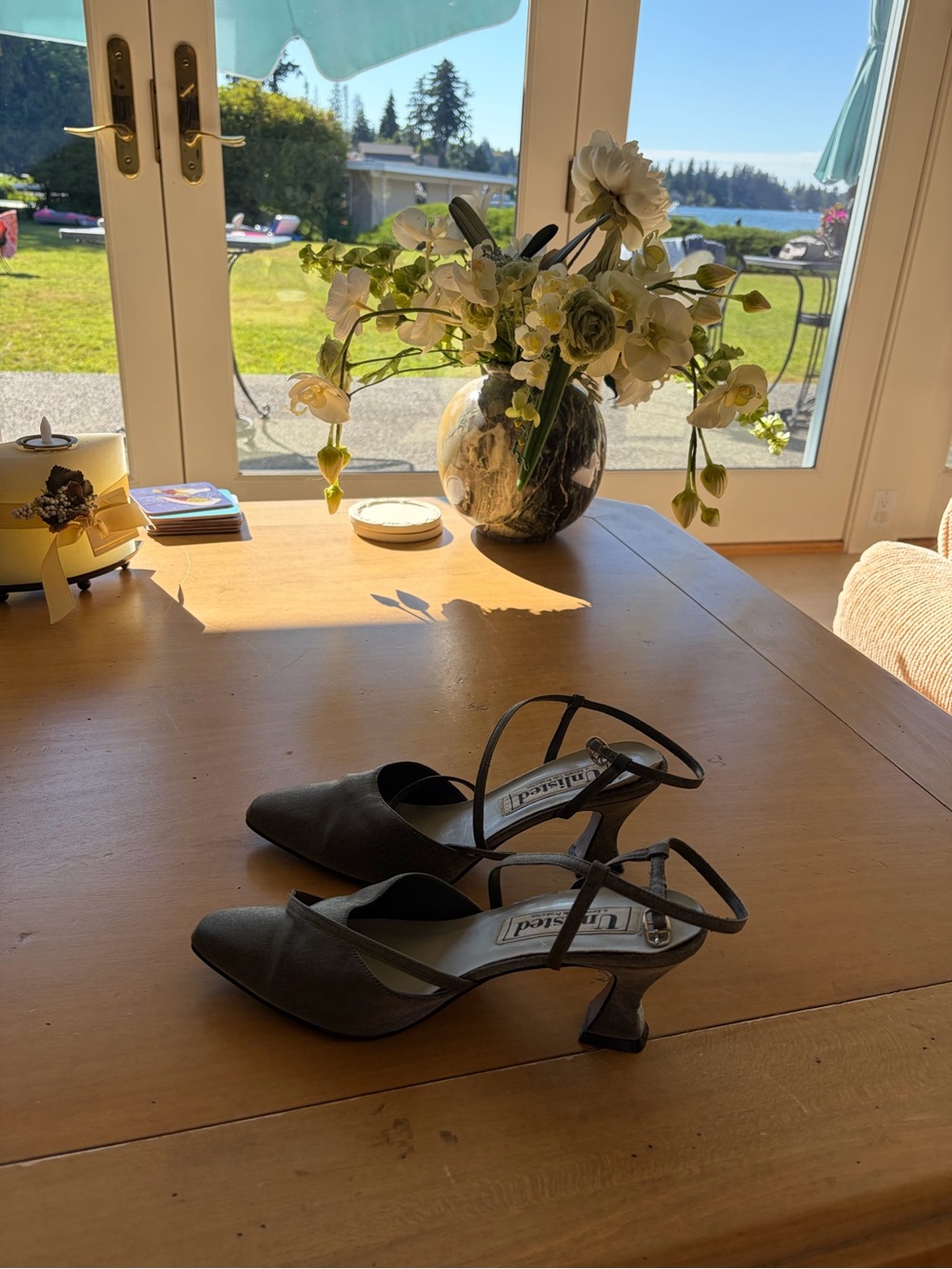 Unisa Gray Pointed Toe Slingback Heels